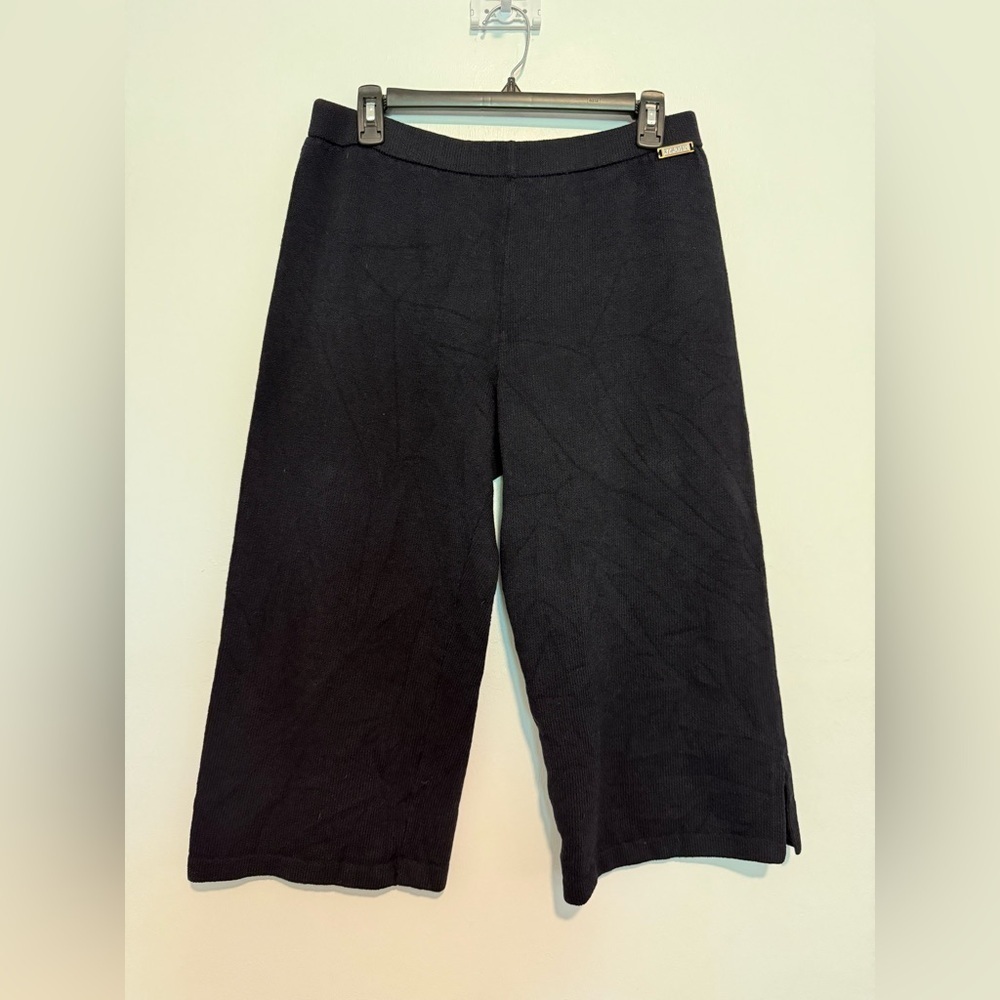 St. John Sport Womens Knit Wool/Rayon Black Pull On Pants Size M Cropped